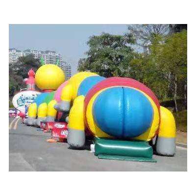 学校活动用品充气大型毛毛虫充气大型彩虹滑梯租赁
