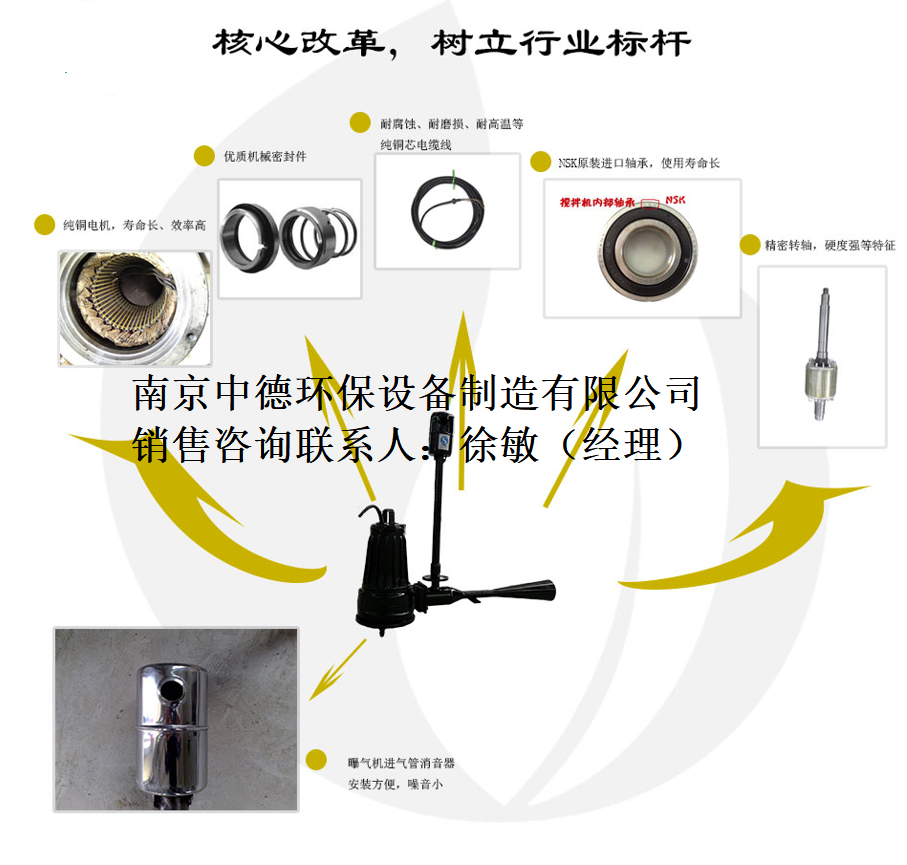 QSB-0.75潜水射流式曝气机内部构造及安装尺寸图