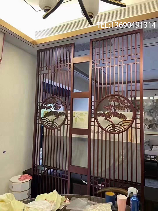 现代金属屏风隔断厂家_入门不锈钢花格玄关定制酒店金属隔断屏风