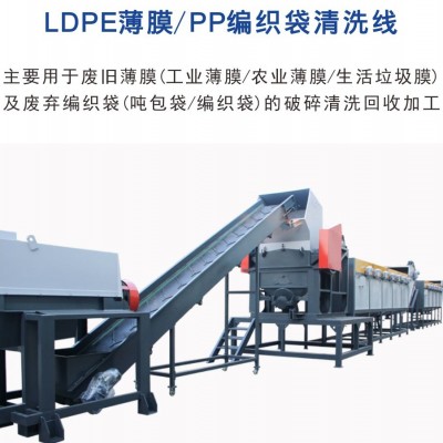 废旧塑料编织袋回收清洗线 PP矿粉袋破碎清洗回收生产线