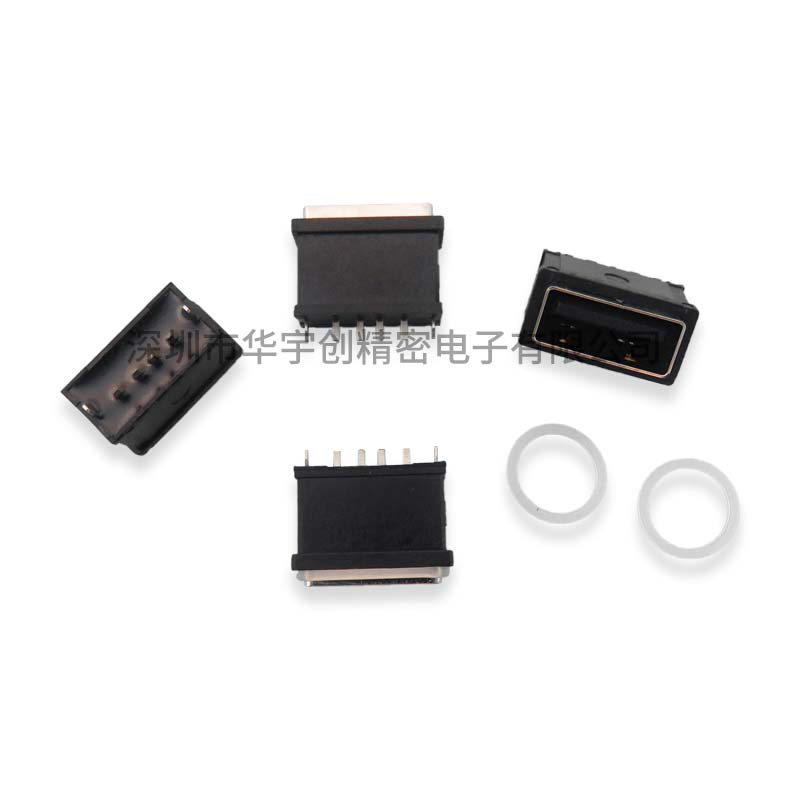 USB 2.0 AF 带防水胶圈 180°DIP