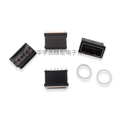USB 2.0 AF 带防水胶圈 180°DIP