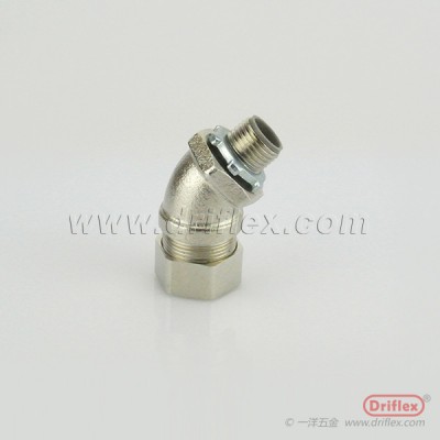 铜镀镍45度接头/45度软管连接器NPT3/8-NPT2