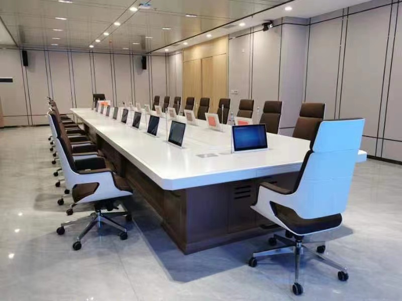 可升降显示屏会议桌 电脑显示屏架