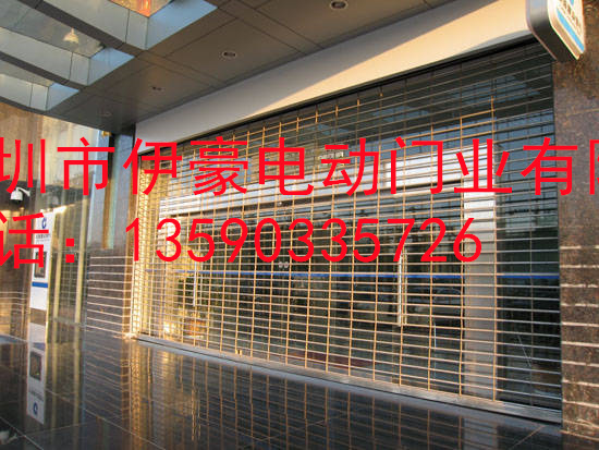 银行多用不锈钢穿管网格卷闸门 电动门更换遥控器