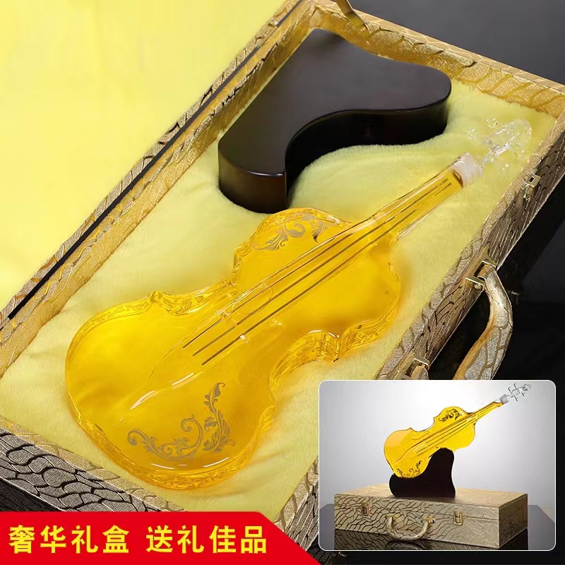 河间华企生产欧式小提琴酒瓶高硼硅玻璃工艺泡酒瓶1000ml
