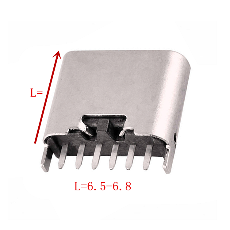 TYPE-C6P母座立插L=6.5-6.8MM