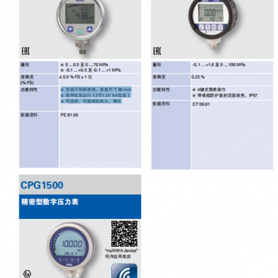 WIKA威卡数字压力表CPG500